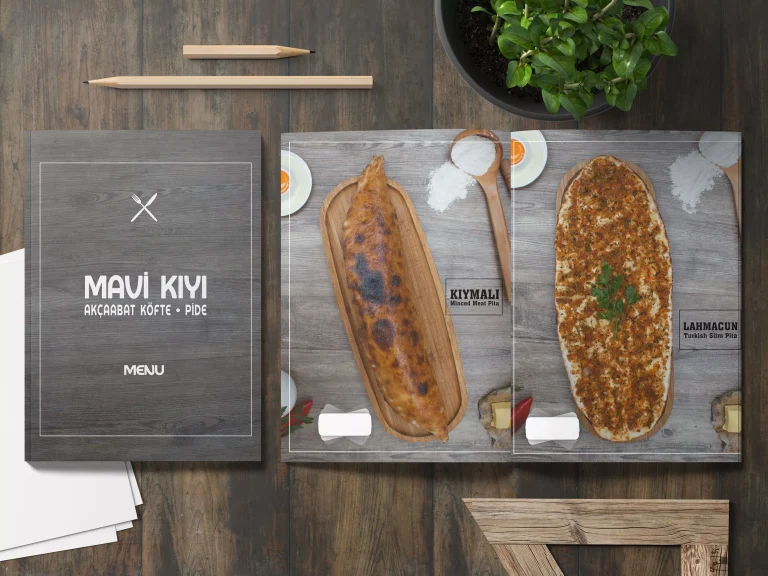 Mavi Kıyı Pide Menü Tasarımı